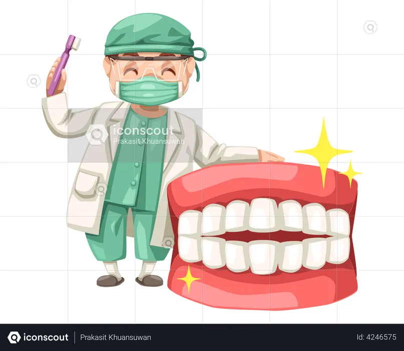 Dentist suggesting healthy teeths  Illustration
