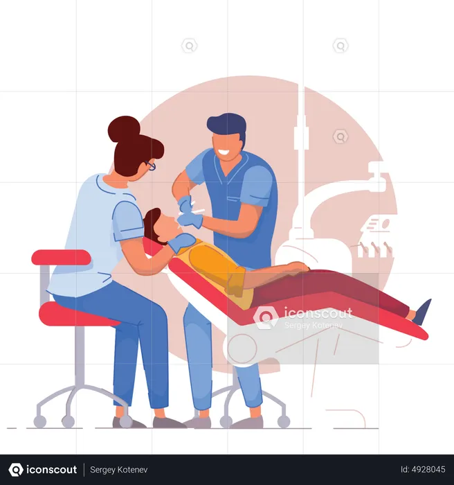 Dentist treating a patient  Illustration