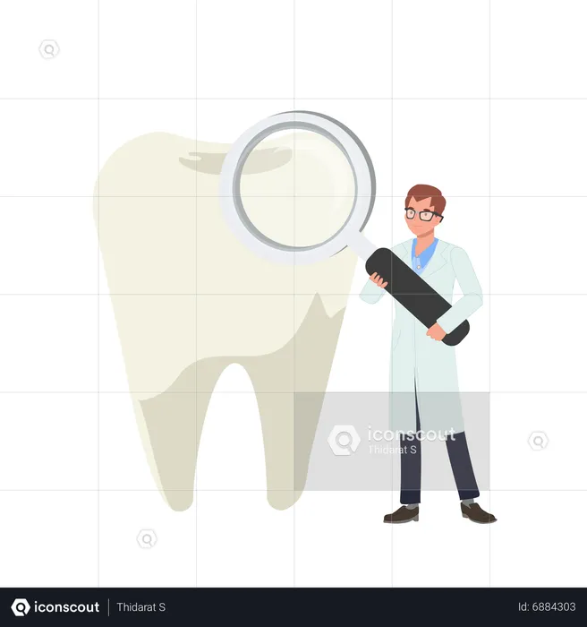 El dentista masculino examina los dientes  Ilustración