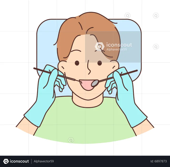 Dentista revisando los dientes del niño  Ilustración