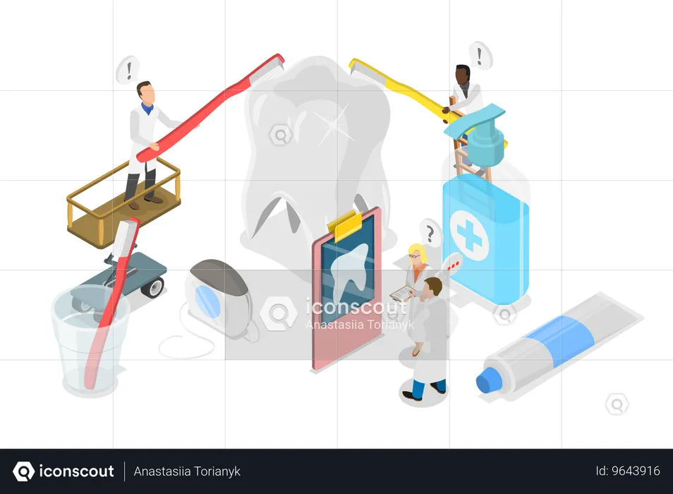 Dentiste effectuant un traitement dentaire  Illustration