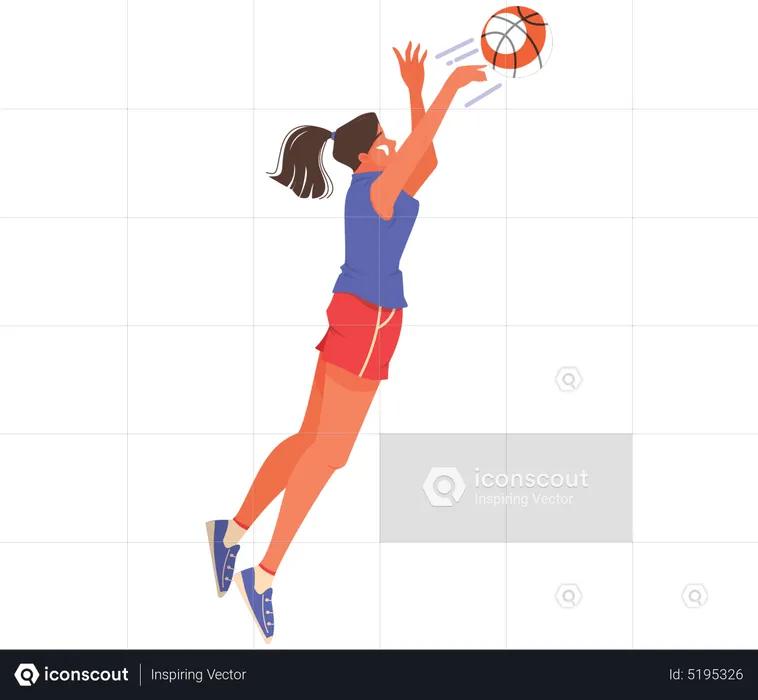 Atleta femenina jugando baloncesto  Ilustración