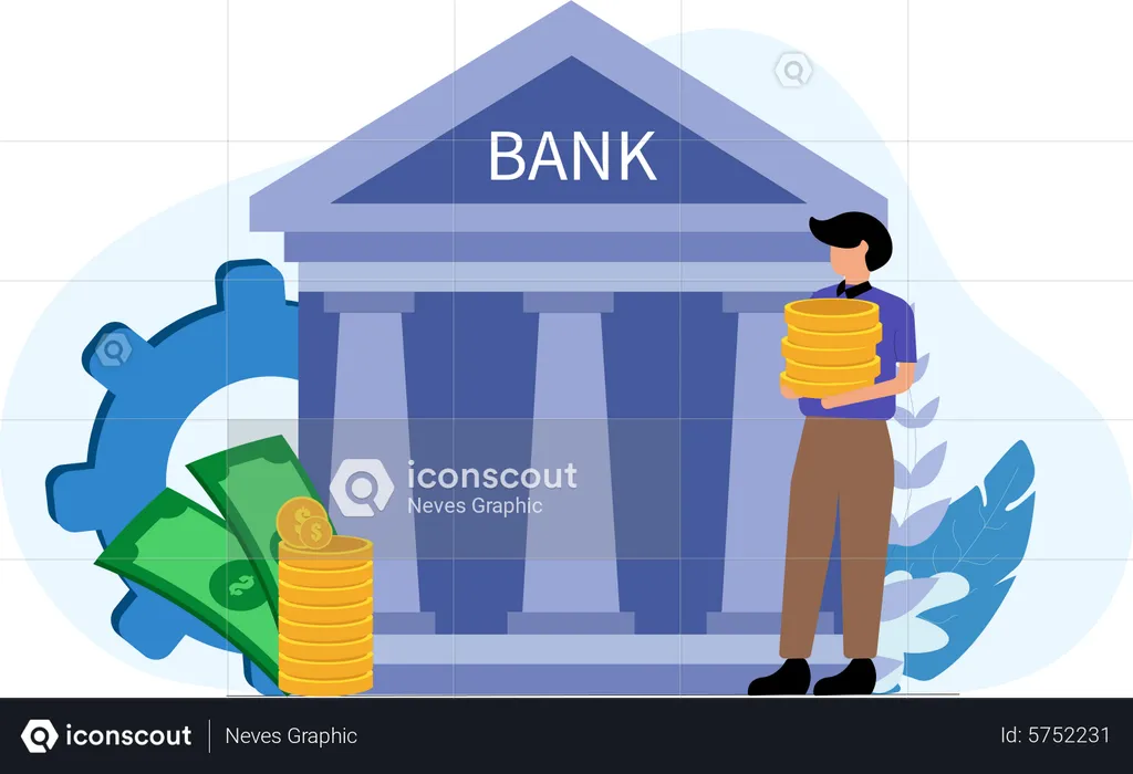 Deposit money in bank  Illustration