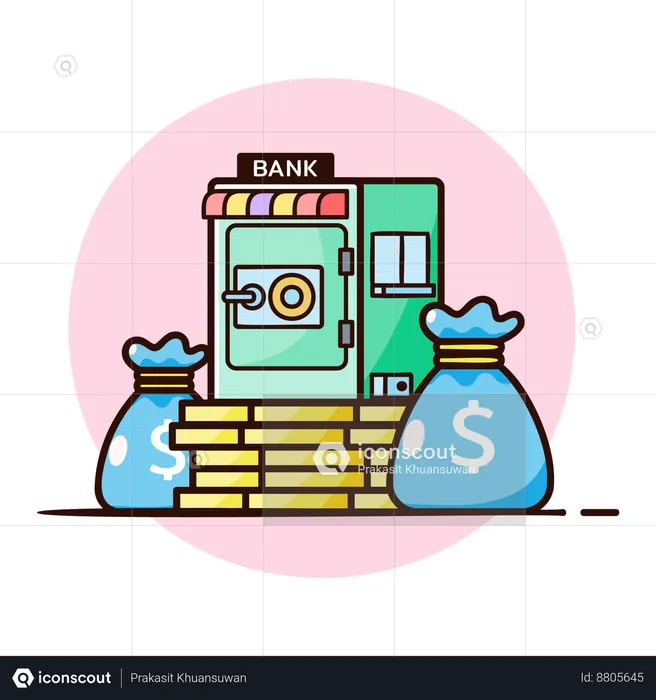 Deposit money in bank locker  Illustration