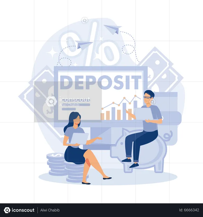 Deposit money into investment  Illustration