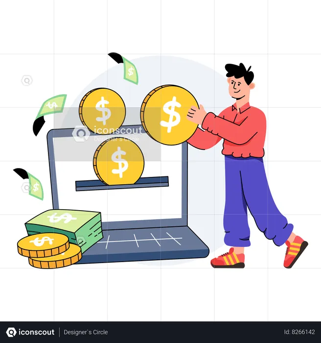 Depositing Money Online  Illustration