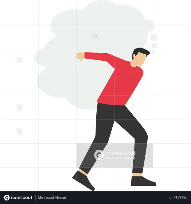 Depressed businessman trying to carry a heavy burden  Illustration