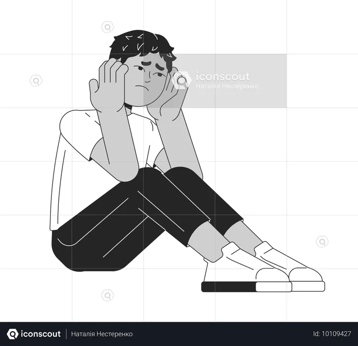 Depressed child indian  Illustration