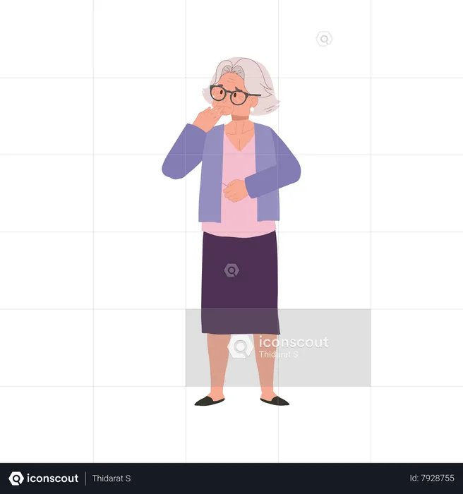 Depressed Elderly Lady Contemplating Life  Illustration