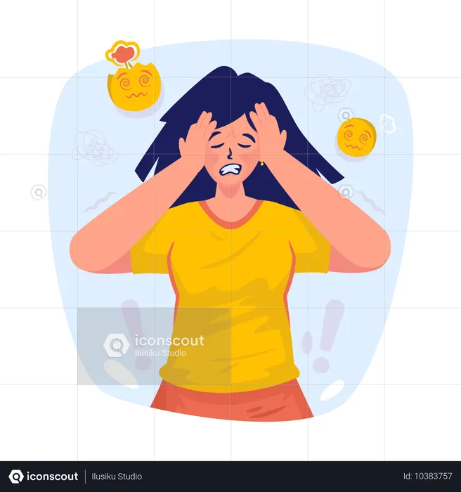 Depressed girl expression  Illustration