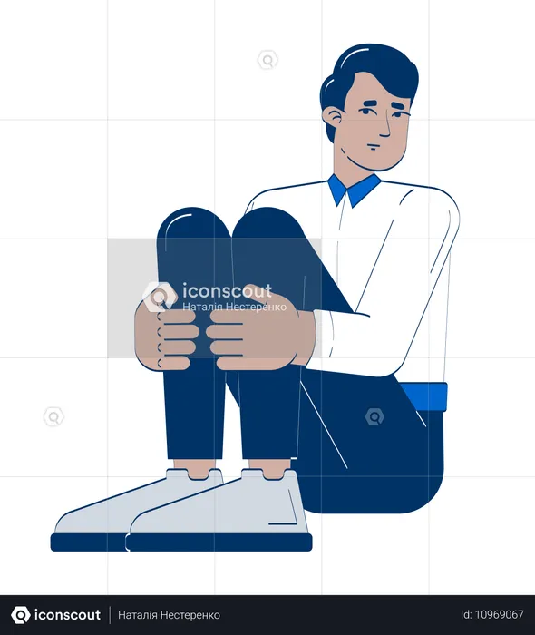 Depressed indian man corporate employee  Illustration