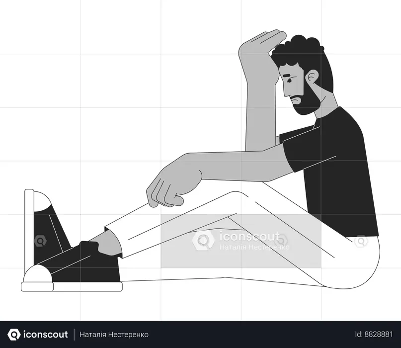 Depressed man holding head  Illustration