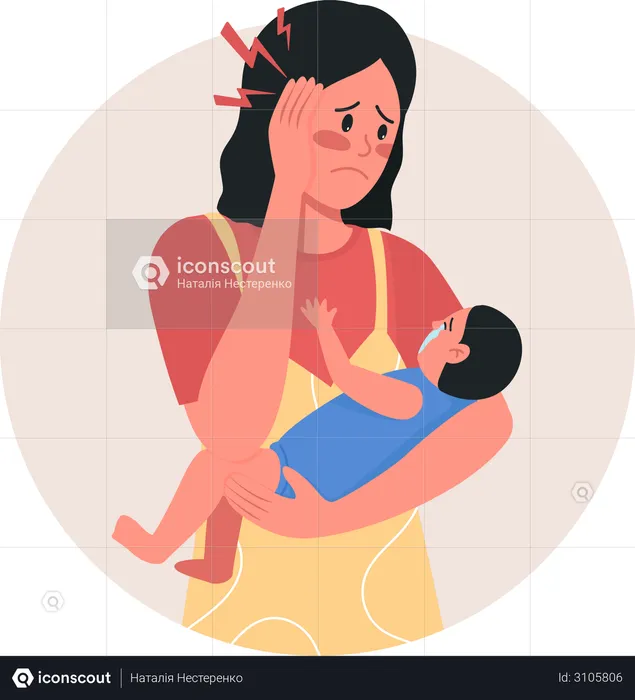 Depressed mother  Illustration