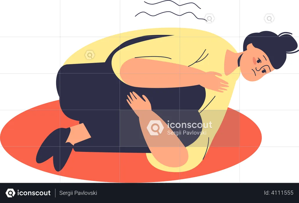 Depressed woman having panic attack  Illustration
