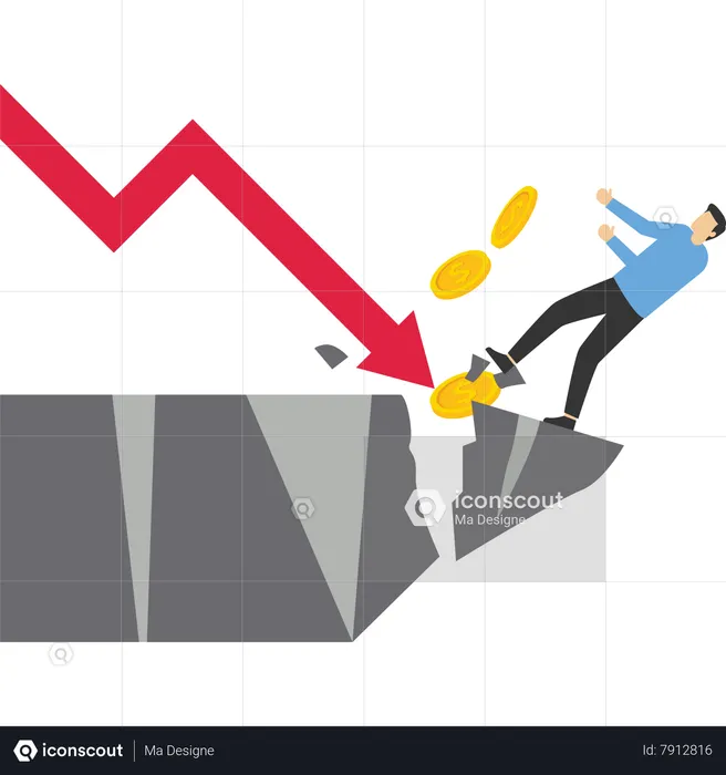 Depressing graph hits business people  Illustration