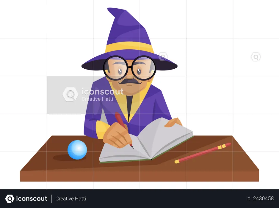 Der Astrologe notierte einige Punkte der Astrologie  Illustration