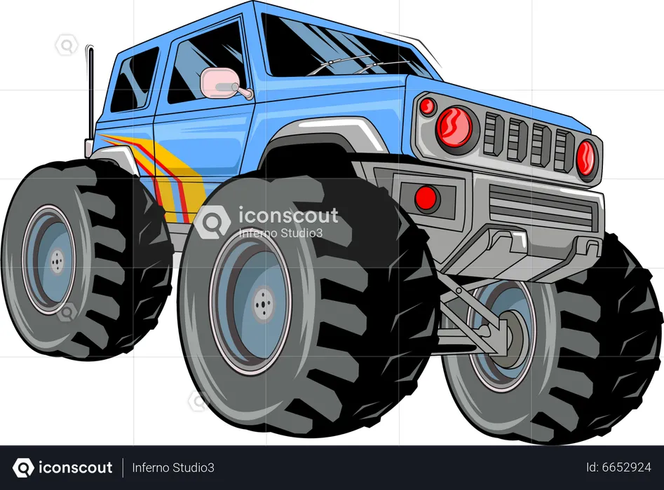 Der blaue große LKW  Illustration