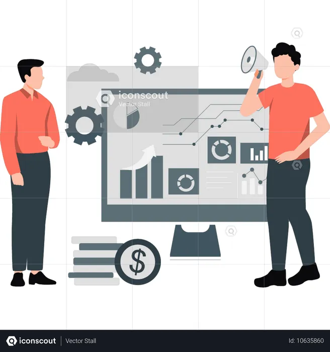 Der Junge macht Marketing-Wachstumsmanagement  Illustration