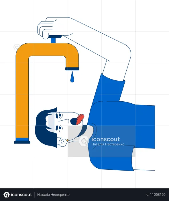 Mann mit Wasserknappheit konfrontiert  Illustration