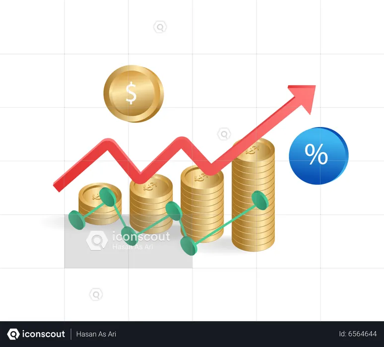 Des piles d'argent formant un graphique à barres  Illustration