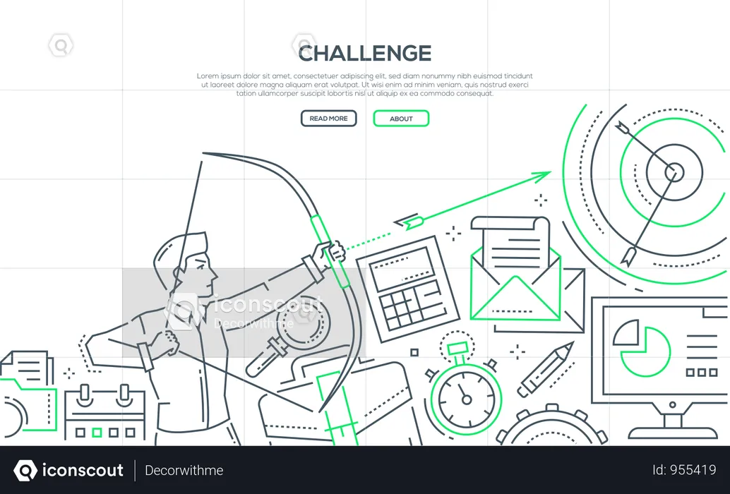 Desafio - Ilustração de estilo de design de linha moderna  Ilustração