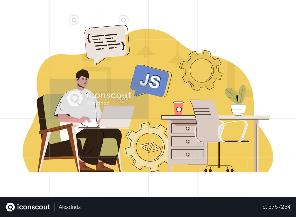 Desarrollador de javascript de pila completa  Illustration