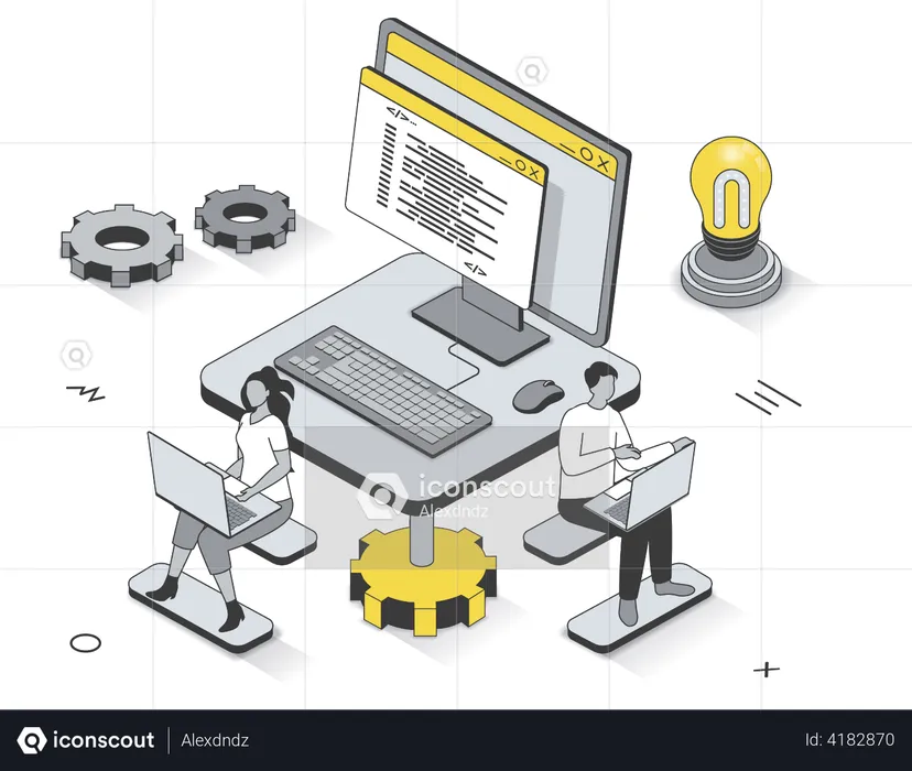 Desarrollador trabajando en un proyecto  Ilustración