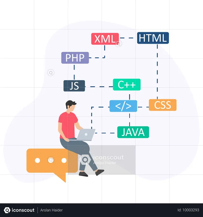 Desarrollador web trabajando en proyecto  Ilustración