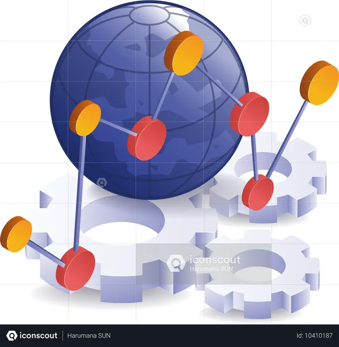 Desarrollo automático de redes del mundo empresarial  Ilustración