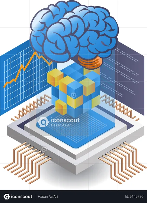 Desarrollo de la tecnología de inteligencia artificial blockchain  Ilustración