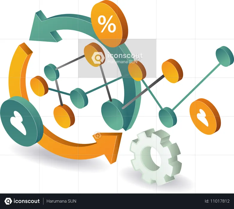 Rotación de desarrollo y análisis de redes empresariales  Ilustración