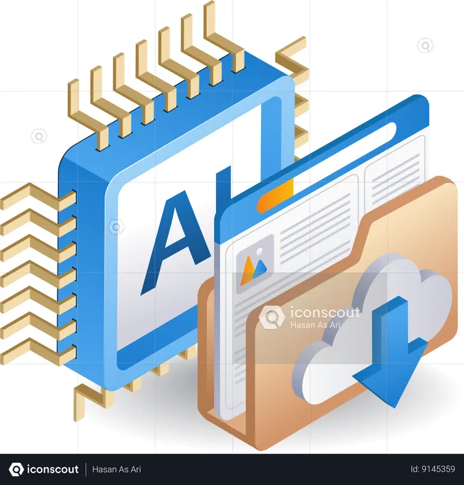 Descarga de datos de inteligencia artificial  Ilustración