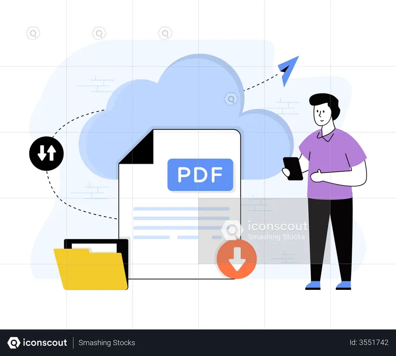 Descarga de datos en la nube  Ilustración