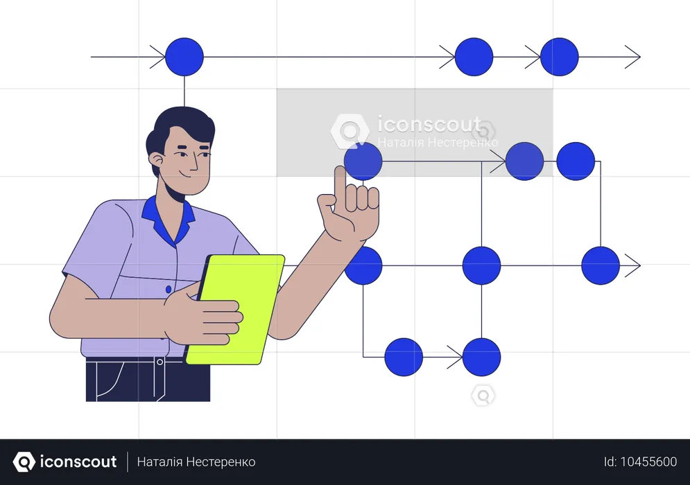 Desenvolvedor backend trabalhando em mapa de estrutura  Ilustração