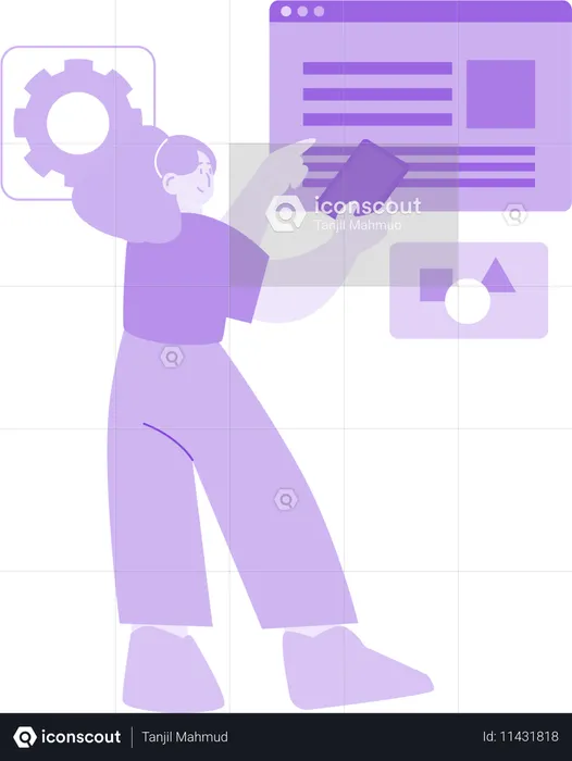 Desenvolvedor fazendo pesquisa na Web  Ilustração