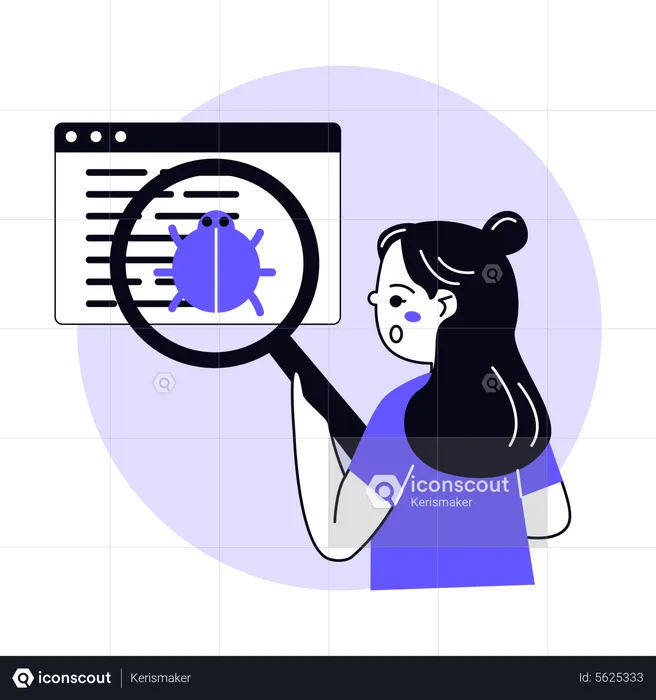 Desenvolvedor web em busca de bugs  Ilustração