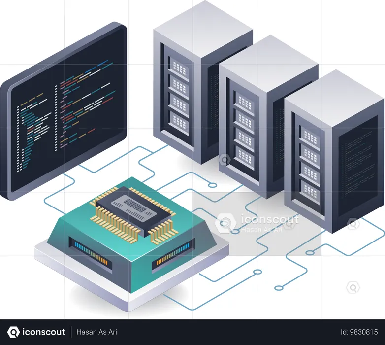 Desenvolvimento de tecnologia de chip para servidores  Ilustração