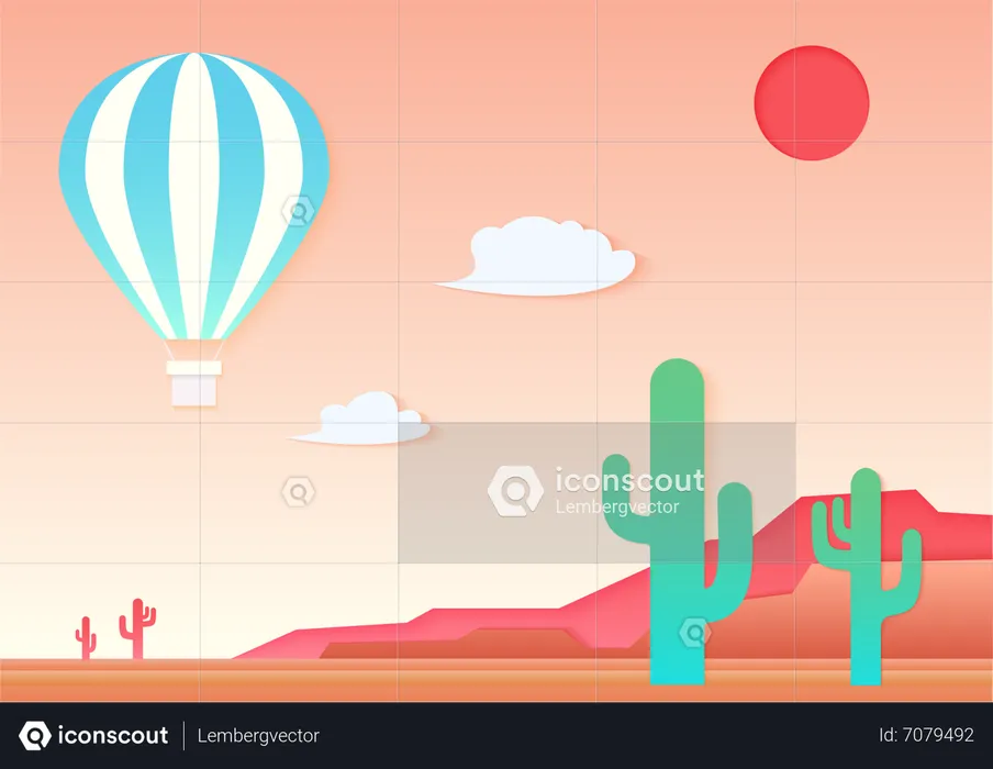 Desert with bright sunshine  Illustration