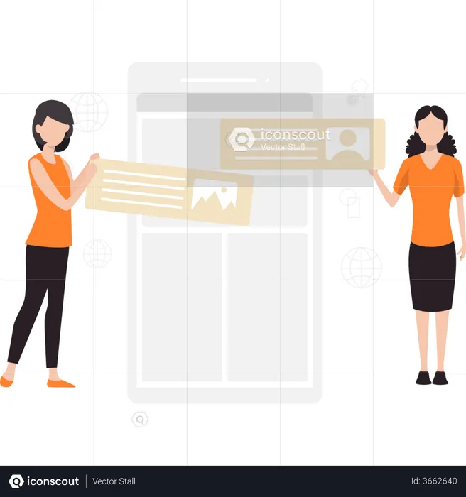 Design team working on website layout  Illustration