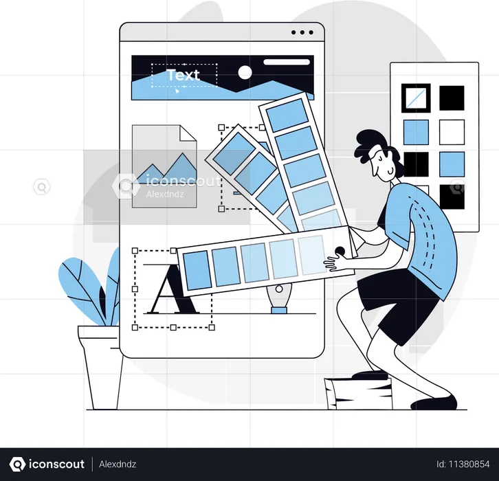 Designer choosing color palette  Illustration