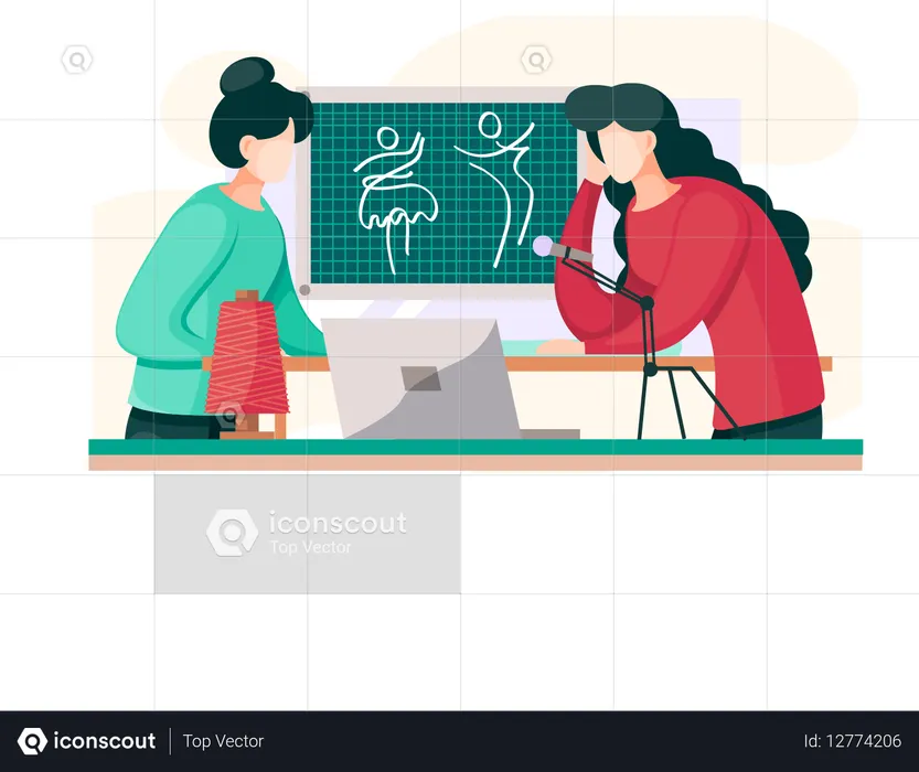 Designer communicating with customer  Illustration