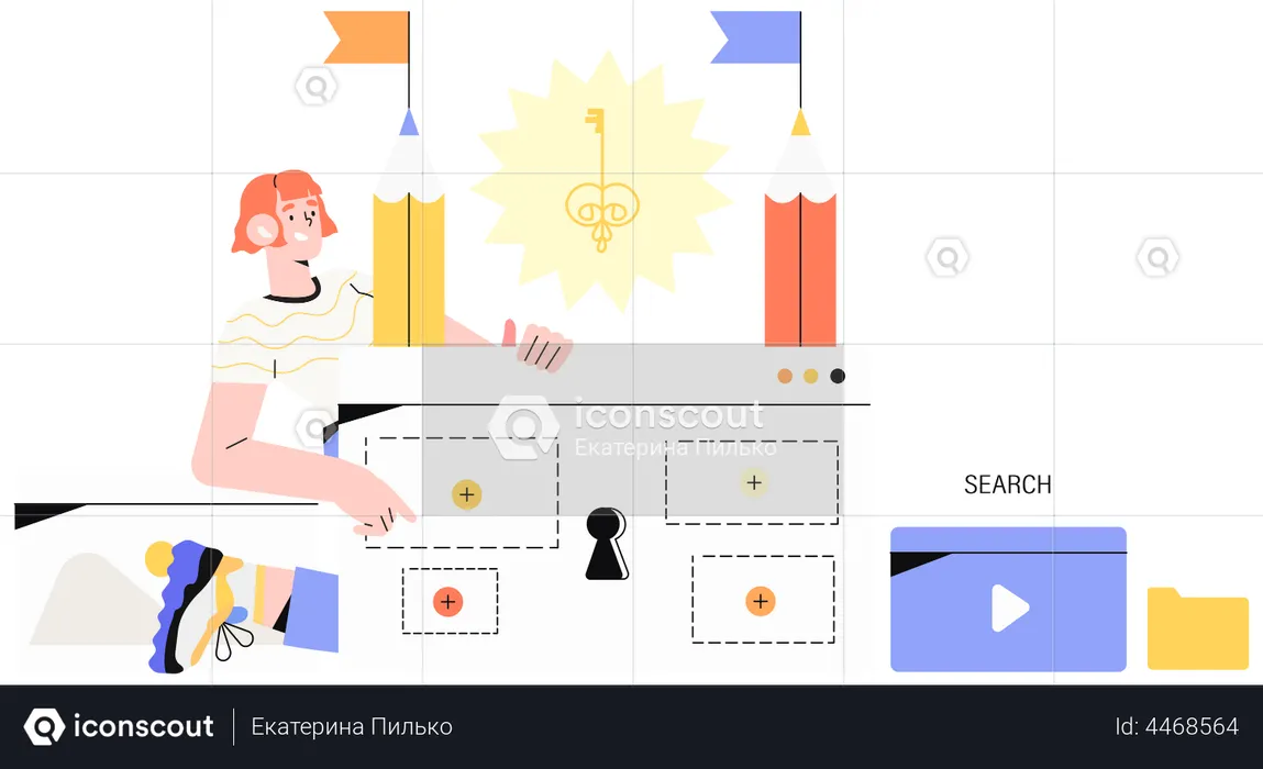 Designer creating website page  Illustration