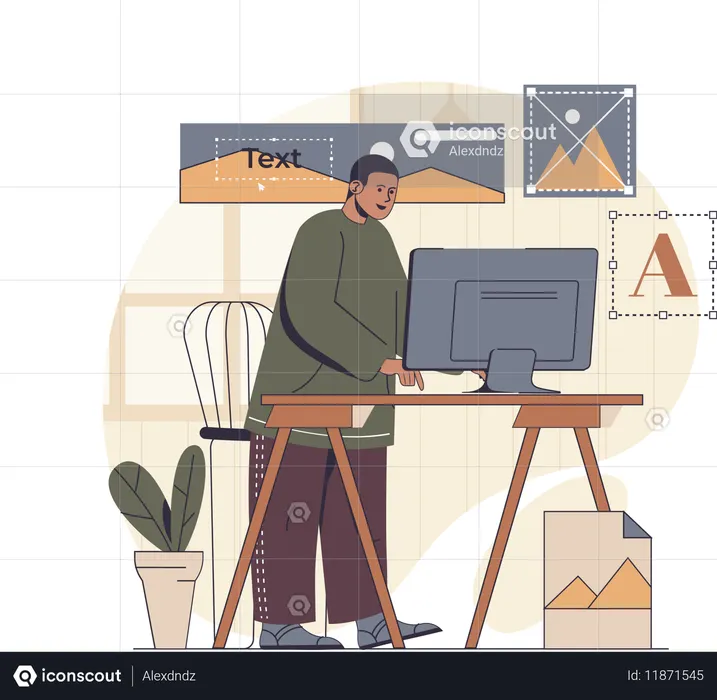 Designer designing website layout  Illustration