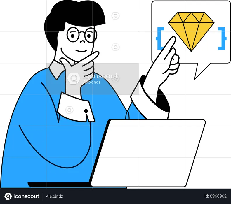 Designer está projetando diamante  Ilustração