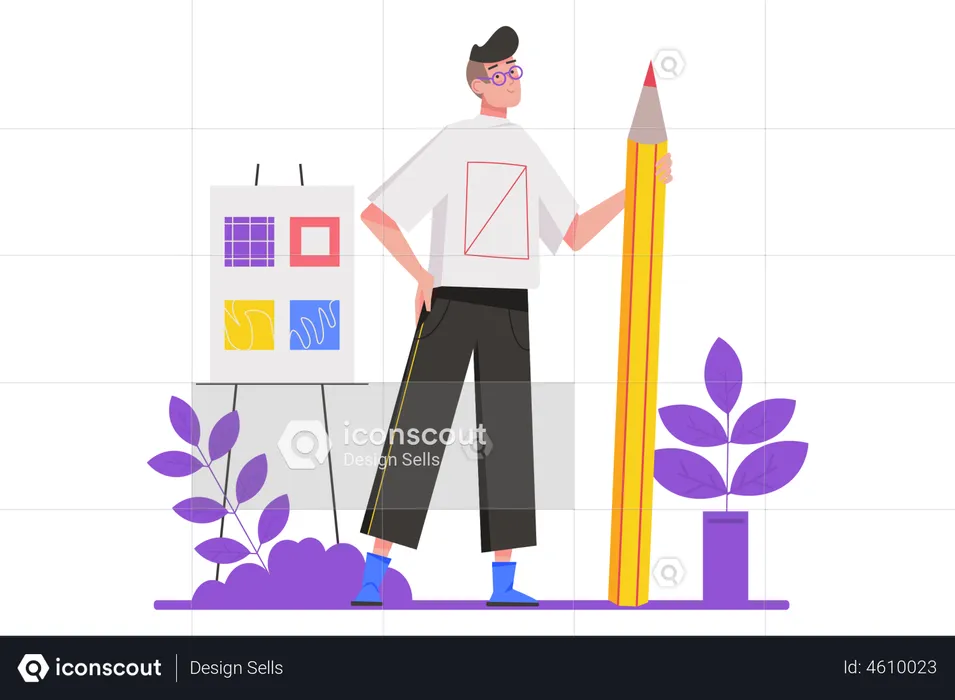 Designer gráfico masculino  Ilustração