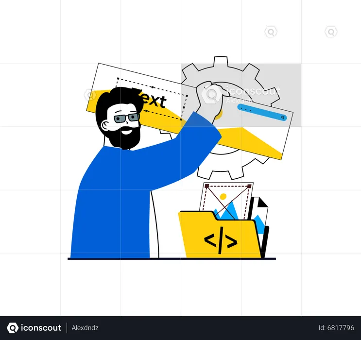 Designer masculin travaillant  Illustration