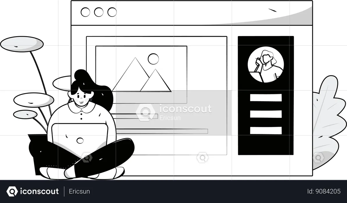 Designer is designing web layout  Illustration