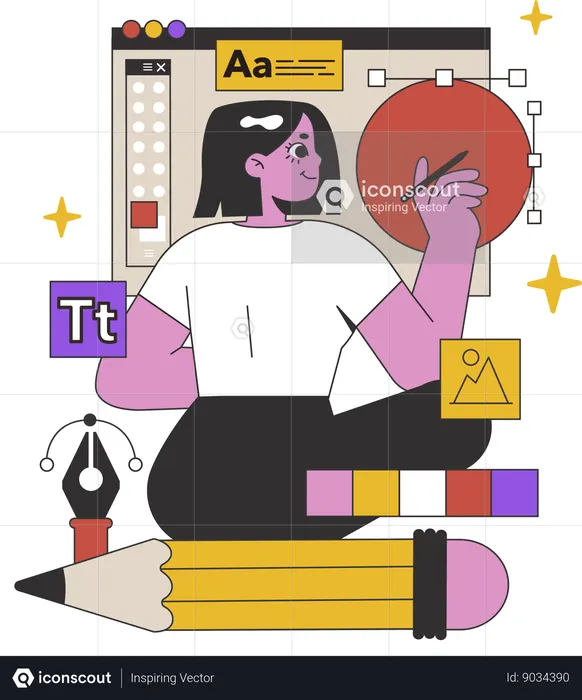 Designer is doing web designing  Illustration