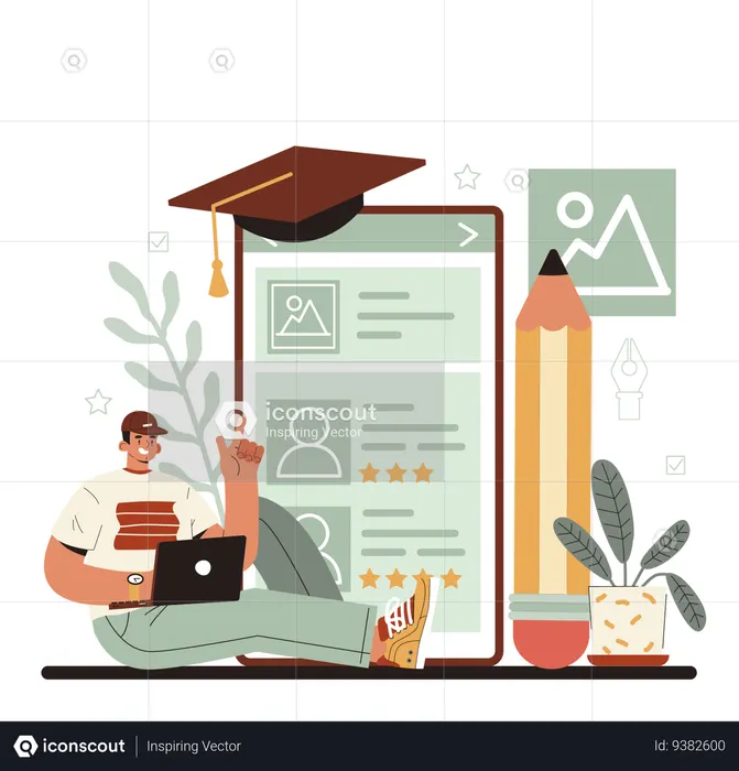 Designer online service or platform. Art director working on media content  Illustration
