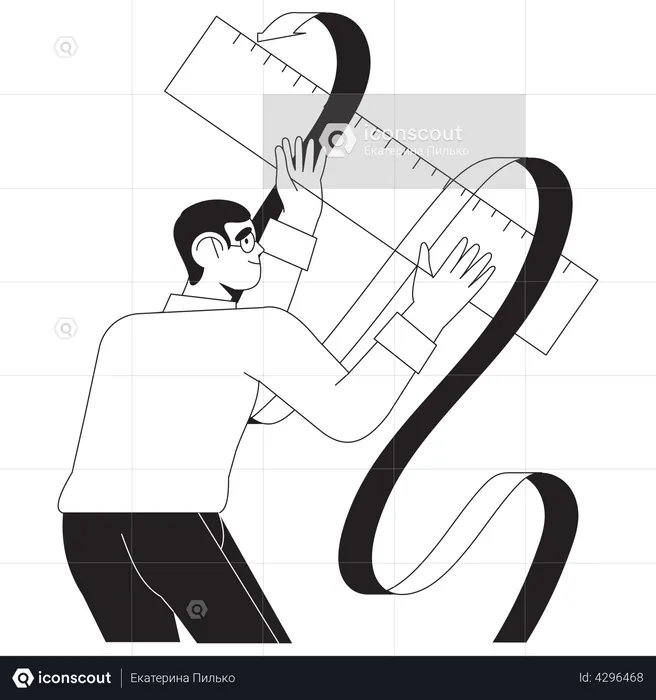 Designer taking measurement  Illustration